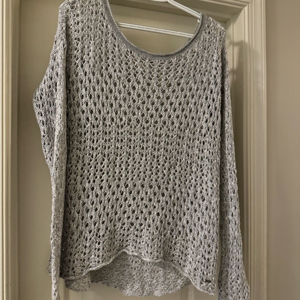 Hollister Gray Knit Crew Neck Sweater